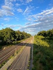 Fototapeta na wymiar empty railways in the summer landscape