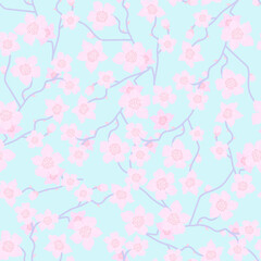 spring seamless pattern with blooming sakura branches 