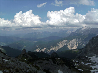 Fototapeta na wymiar Mountain panorama from Alpspitze via Ferrata in Garmisch-Partenkirchen, Bavaria