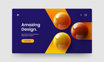 Original 3D spheres site screen concept. Abstract placard vector design illustration.