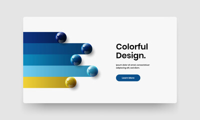Simple banner design vector template. Vivid 3D spheres flyer illustration.