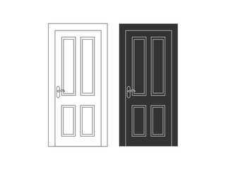 Modern wooden opened and closed door vector in different positions realistic set isolated illustration. Flat Door Vector Collection Pro Vector.  House door icon. Simple illustration of house door vect