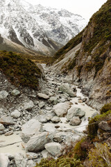 Fototapeta na wymiar Hooker Valley Track at Aoraki or Mount Cook National Park in the Canterbury Region of South Island, New Zealand