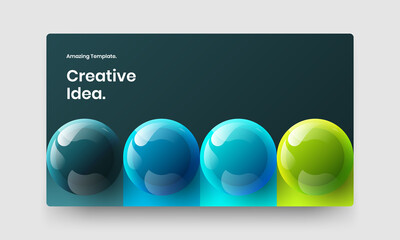 Amazing 3D spheres booklet concept. Original site screen design vector template.