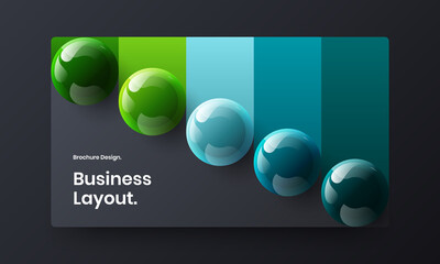 Bright 3D spheres pamphlet template. Colorful presentation vector design layout.