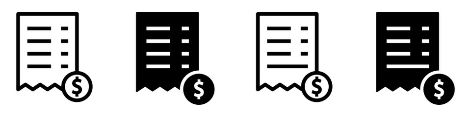 Pay bill icon. Paper bill icon. Receipt icon, vector illustration