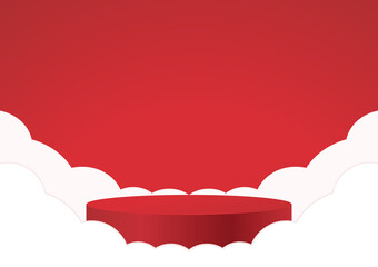 Red podium in the red room.