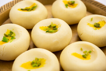 Sandesh or shondesh is a dessert, originating from the Bengal, India, created with milk and sugar