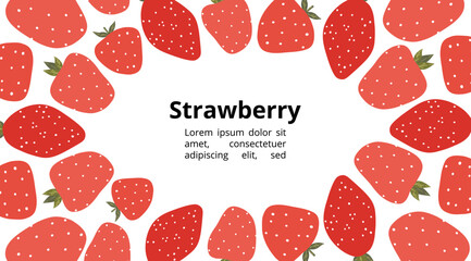 Red strawberry in beautiful style on white background. Isolated vector illustration. Natural organic nutrition. Vector banner.