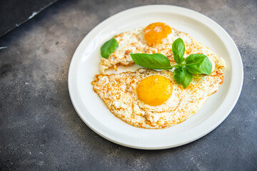 fried eggs breakfast fresh white protein yolk healthy meal food snack diet on the table copy space food background 