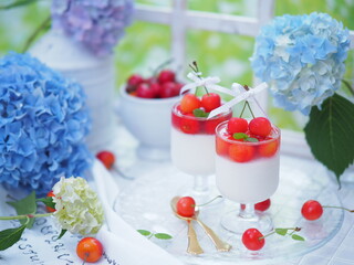 グラススイーツ さくらんぼのミルクプリン