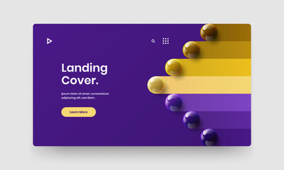 Trendy web banner design vector layout. Geometric 3D balls company brochure illustration.