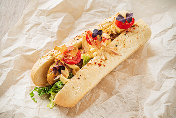 sandwich with meat and vegetables