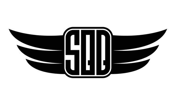 SQQ three Letter wing minimalist creative concept icon eagle symbol professional logo design, Vector template