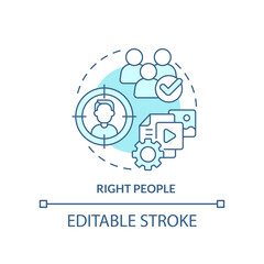 Right people turquoise concept icon. Focus on audience. Marketing. Content tip abstract idea thin line illustration. Isolated outline drawing. Editable stroke. Arial, Myriad Pro-Bold fonts used