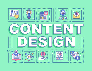 Content design word concepts green banner. Online business. Infographics with editable icons on color background. Isolated typography. Vector illustration with text. Arial-Black font used