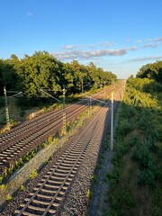 empty railways in the summer landscape