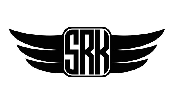 SRK three Letter wing minimalist creative concept icon eagle symbol professional logo design, Vector template