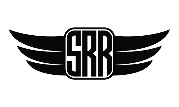 SRR three Letter wing minimalist creative concept icon eagle symbol professional logo design, Vector template