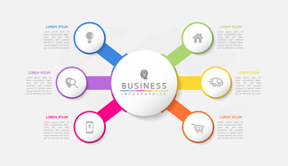 Obraz premium Circular Connection Steps Infographic Template with 6 Element