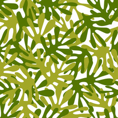 Seamless pattern of leaves on a white background. Vector pattern, design for textiles, packaging, paper.