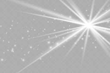 The light of a star. star glow on a transparent background explodes on a transparent background. White light. 
