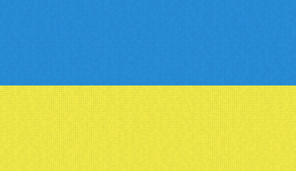 Ukraine flag background. Blue and yellow color. Textile material - repeatable dotted texture. Concept of confrontation. Symbol of independence