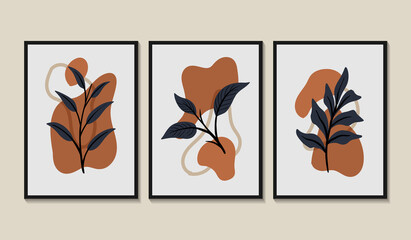 Abstract shape and leaf boho modern minimalist