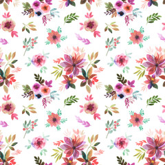 Seamless watercolor pattern for packaging design, invitations, banner creation, booklet and advertising. Beautiful endless pattern with flowering plants