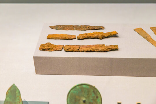 TOKYO, JAPAN - JUL 20, 2022: Objects from the Hoki Ichinomiya Sutra Mound, National Treasure of Japan, at the Tokyo National Museum.