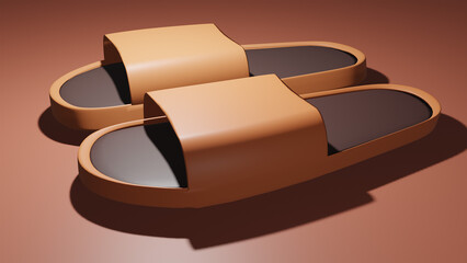 3D Render of orange sandal on orange background