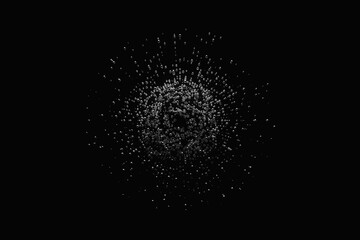 3d illustration of a transparent ball, consisting of a large number of balls , lins. Futuristic, abstract modeling.Cybernetic ball shape