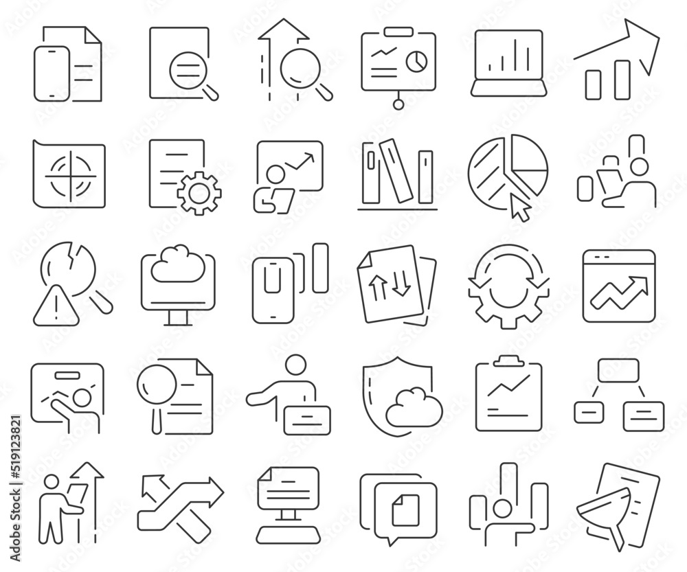 Aufkleber data analysis line icons collection. thin outline icons pack. vector illustration eps10