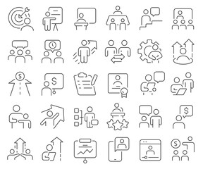 Business training line icons collection. Thin outline icons pack. Vector illustration eps10