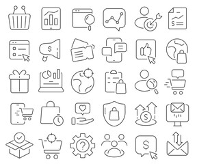 Marketing line icons collection. Thin outline icons pack. Vector illustration eps10