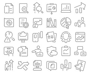 Data analysis line icons collection. Thin outline icons pack. Vector illustration eps10