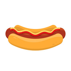 Delicious hotdog in a bun on white background