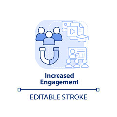 Increased engagement light blue concept icon. Microlearning benefit abstract idea thin line illustration. Satisfaction. Isolated outline drawing. Editable stroke. Arial, Myriad Pro-Bold fonts used