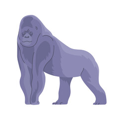 Big gorilla monkey. Anthropoid primate. Great ape. Wild african animal. Fauna and zoology. Flat vector illustration isolated on white background