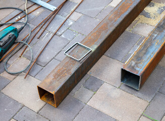 Metal at the construction site of the canopy.