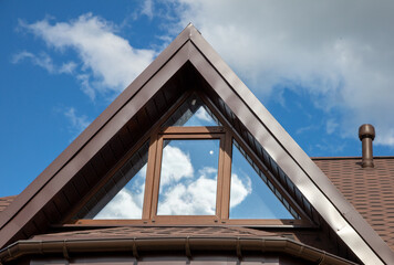 Attic on the roof of the house