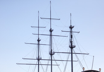 Ship's mast against the blue sky