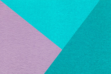 Fototapeta na wymiar Texture of craft cyan, turquoise and purple shade color paper background. Structure of abstract cerulean cardboard