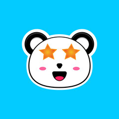 Cute panda cartoon character with starry face.
