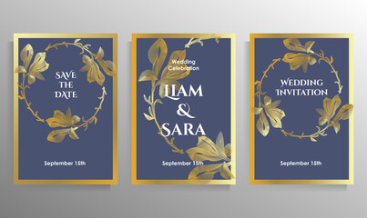 Naklejka na ściany i meble Wedding invitation design. Set of vector templates for cards, posters.
