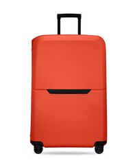 Red suitcase isolated on white background	
