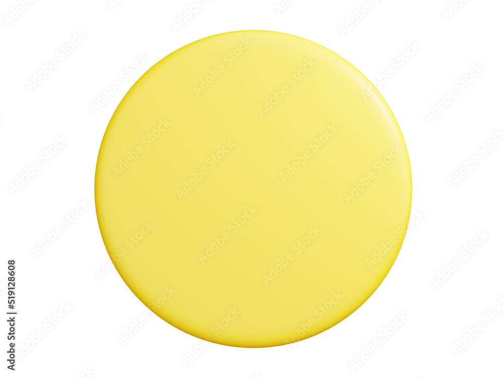 Poster banner plate 3d render - round shaped yellow plaque with empty space for text for promotion and adve