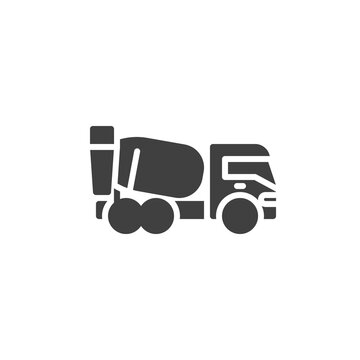 Concrete mixer truck vector icon