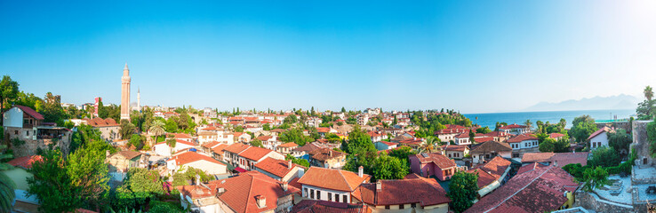Fototapeta na wymiar Panorama of Kaleici, one of the important touristic spots of Antalya city