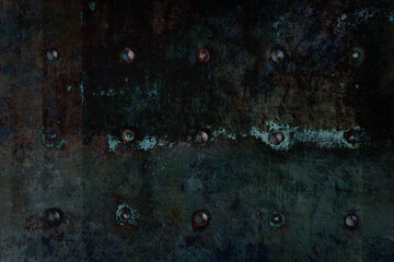 Old scratched metal texture background with rivets
